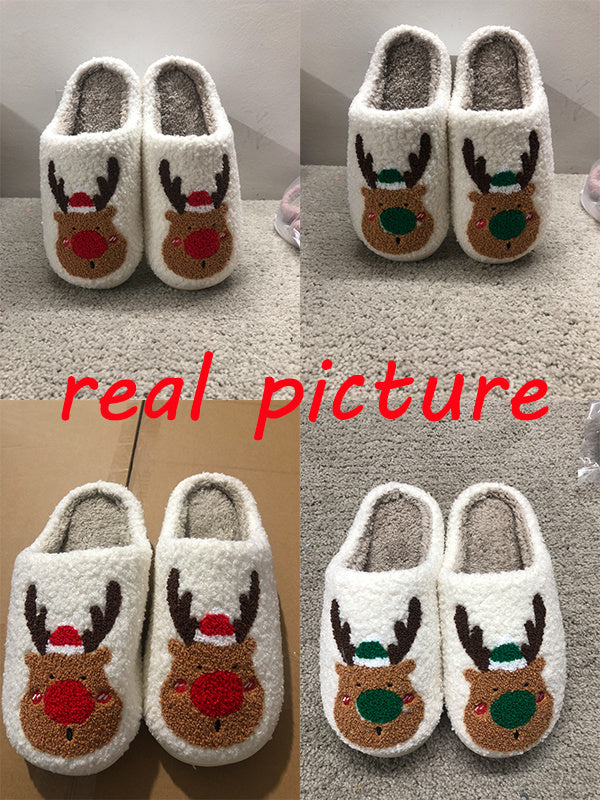 Cozy Reindeer House Slippers | Plush Sherpa Indoor Slippers