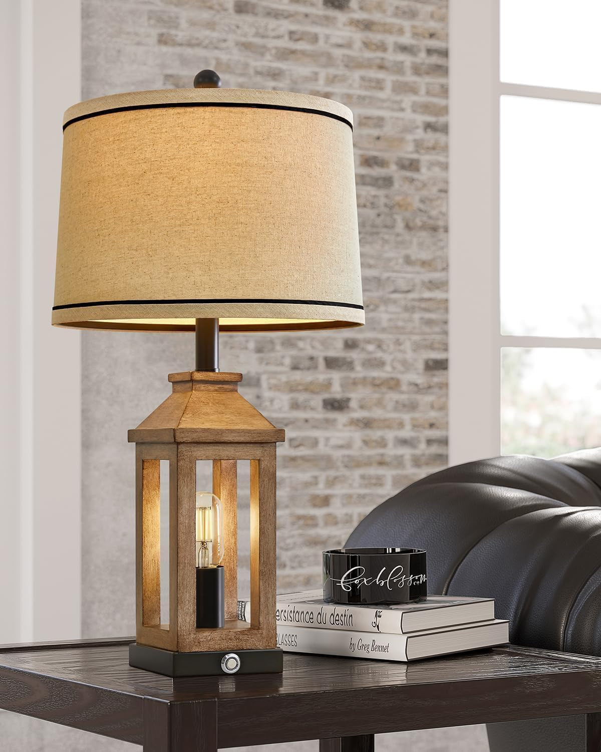 Dimmable Touch Control Farmhouse USB Table Lamp Set