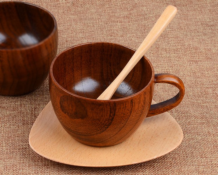 Rustic Morning Wooden Mug and Spoon Set