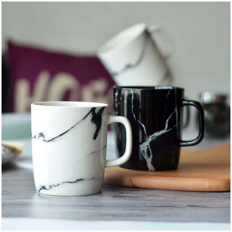 Marble Ceramic Coffee Mug – Black or White