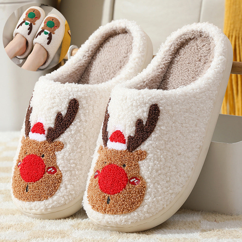 Cozy Reindeer House Slippers | Plush Sherpa Indoor Slippers