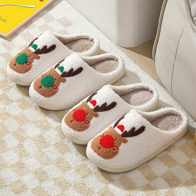 Cozy Reindeer House Slippers | Plush Sherpa Indoor Slippers