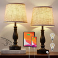 Touch Control Farmhouse Table Lamp Set with USB Charging Ports