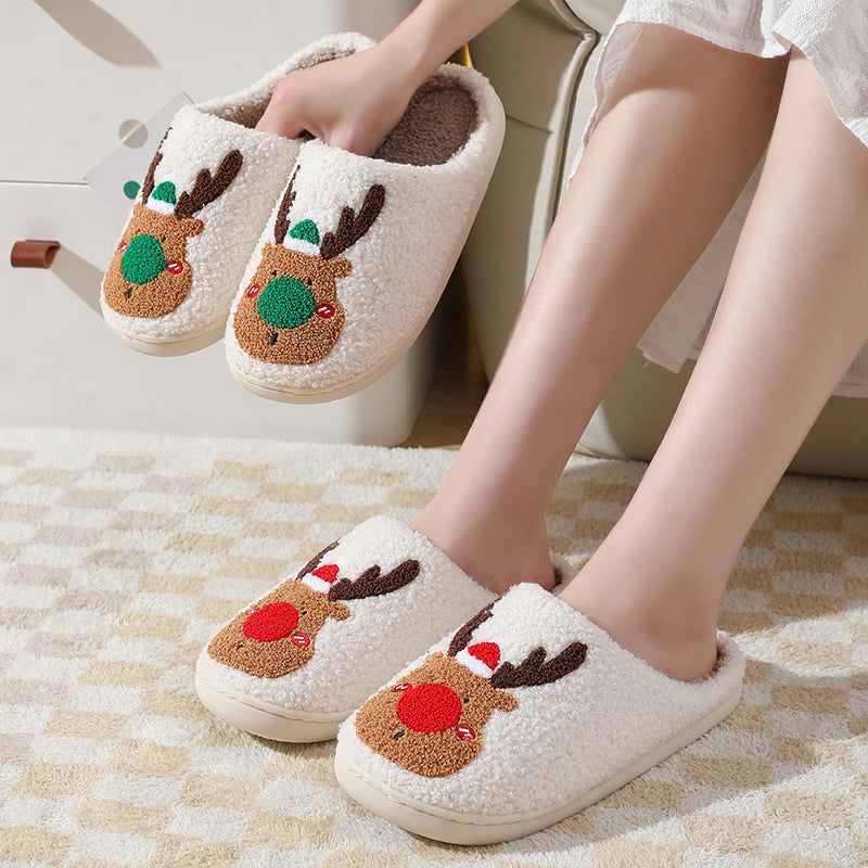 Cozy Reindeer House Slippers | Plush Sherpa Indoor Slippers