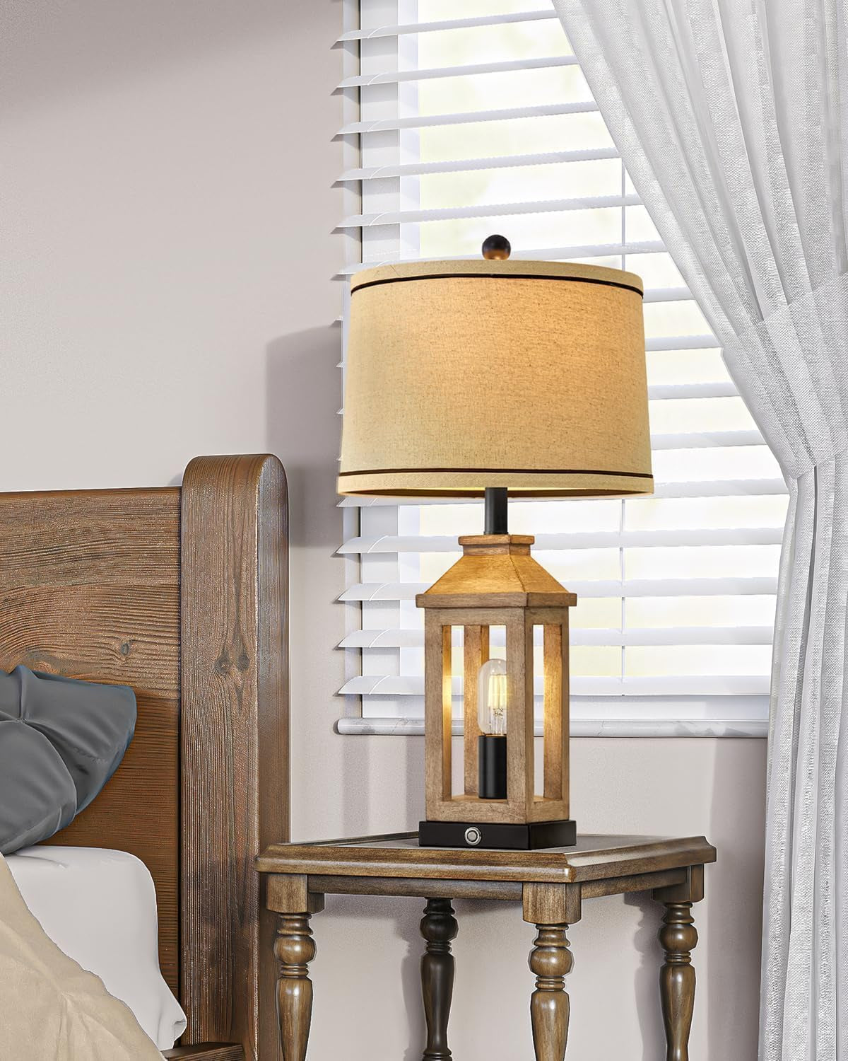 Dimmable Touch Control Farmhouse USB Table Lamp Set