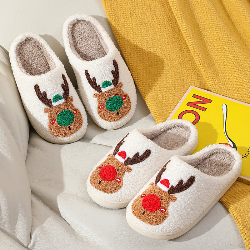 Cozy Reindeer House Slippers | Plush Sherpa Indoor Slippers