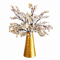 Gold Hammered Vase with White Cherry Blossoms