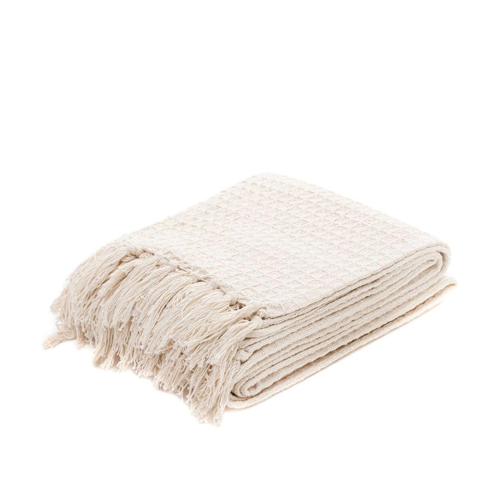 The Sunday Throw — Waffle Knit Fringe Blanket