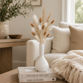 Neutral Pampas Arrangement with White Ceramic Vase